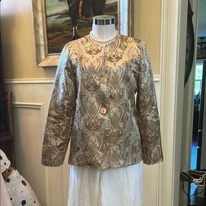 Vintage Sag Harbor Gold Brocade Sz 12P Blazer GUC